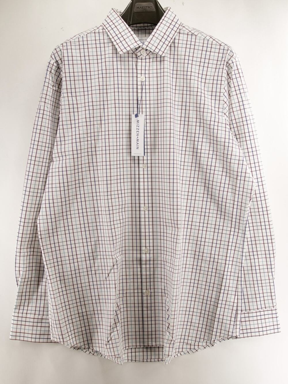 Mizzen Main Leeward Dress Shirt NWT Mens XXL 2XL Trim Fit Plaid Performance